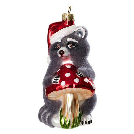 Ёлочная игрушка Енот пушистый с мухомором Holiday Classics | Фото 1