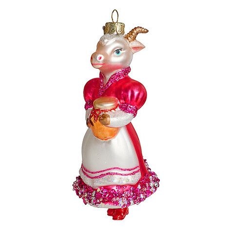 Ёлочная игрушка Коза-мама в белом фартуке Holiday Classics | Фото 1