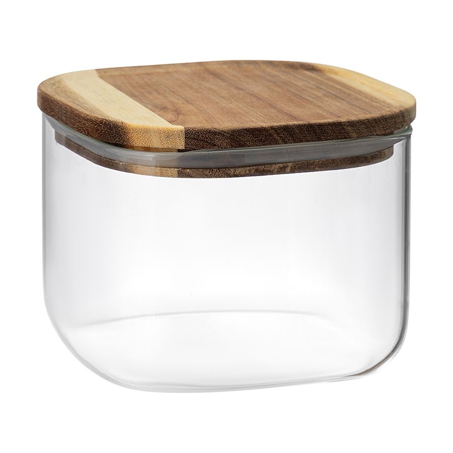 Банка квадратная с крышкой Smart Solutions Glass Acacia, 1000 мл | Фото 1