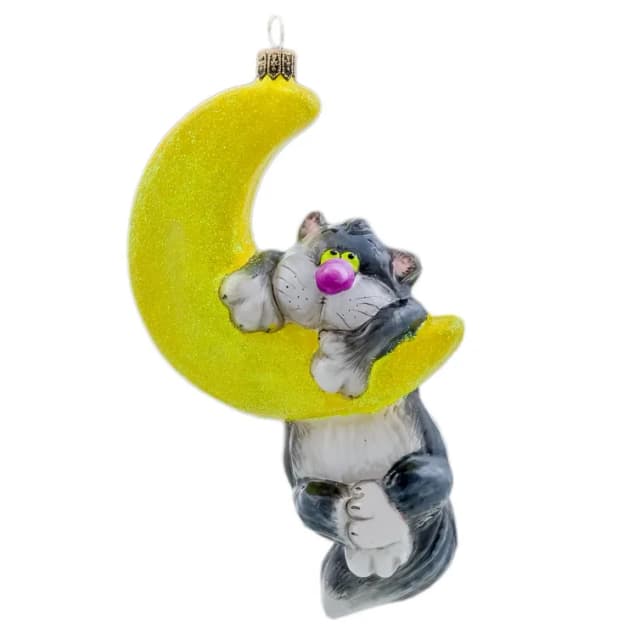 Ёлочная игрушка Кот на месяце Atlas Art