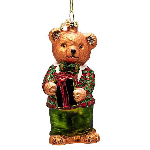 Елочная игрушка Мишка с подарком