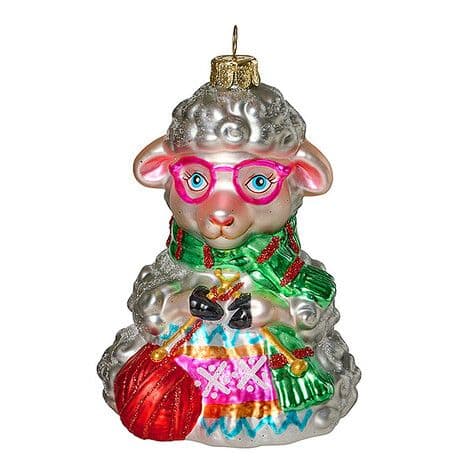 Ёлочная игрушка Овечка с вязаньем серая Holiday Classics