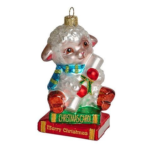 Ёлочная игрушка Овечка-знайка в голубом шарфике Holiday Classics