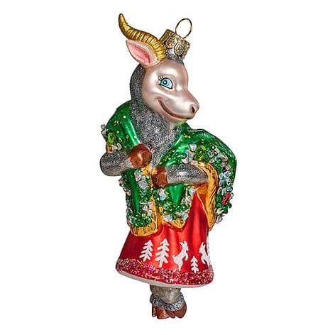 Ёлочная игрушка Коза-дереза в зеленой шали Holiday Classics