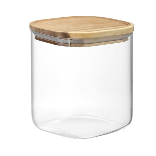 Банка квадратная с крышкой Smart Solutions Glass Acacia, 1500 мл
