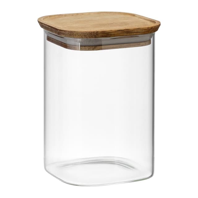 Банка квадратная с крышкой Smart Solutions Glass Acacia, 1100 мл