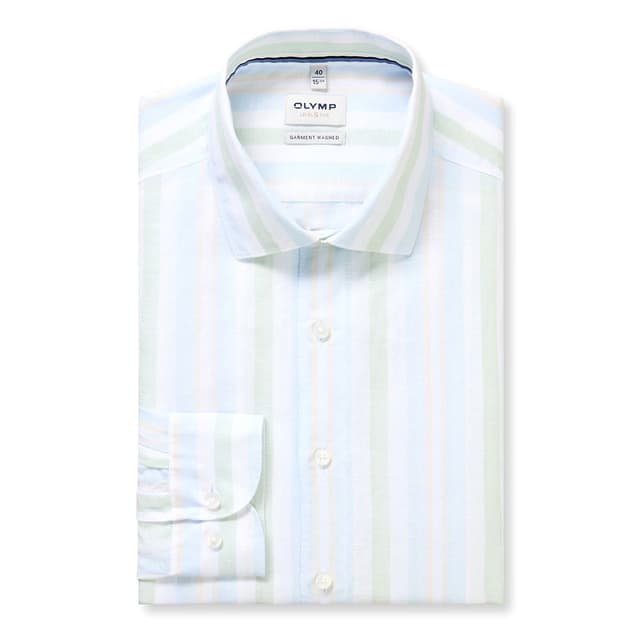 Мужская сорочка из хлопка и льна Olymp Level Five garment washed 