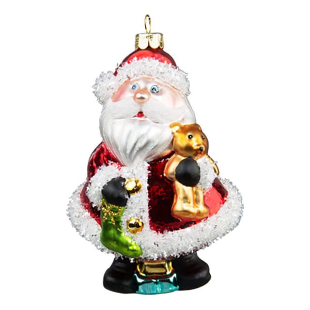Ёлочная игрушка Дед мороз с медвежонком, Holiday Classics