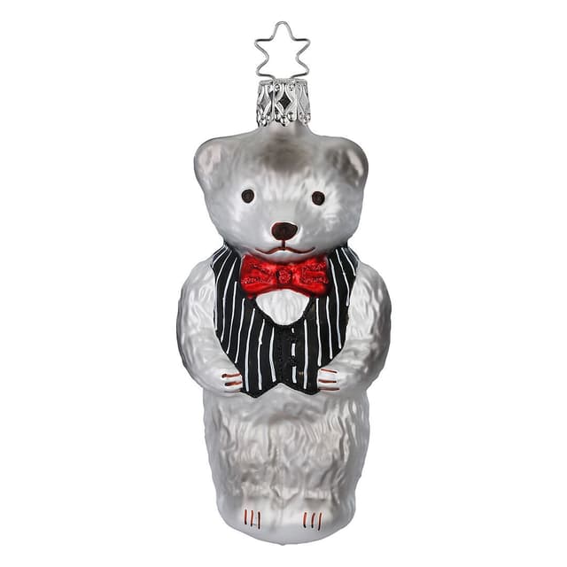 Ёлочная игрушка Мишка в жилете и бабочке, Inge Glas, 11 см