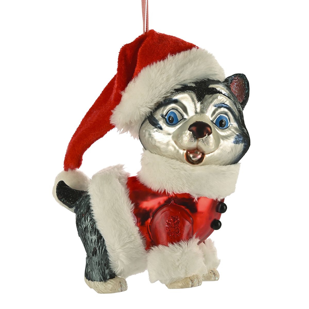 Ёлочная игрушка Хаски в костюме Санты Gift Company | Фото 1