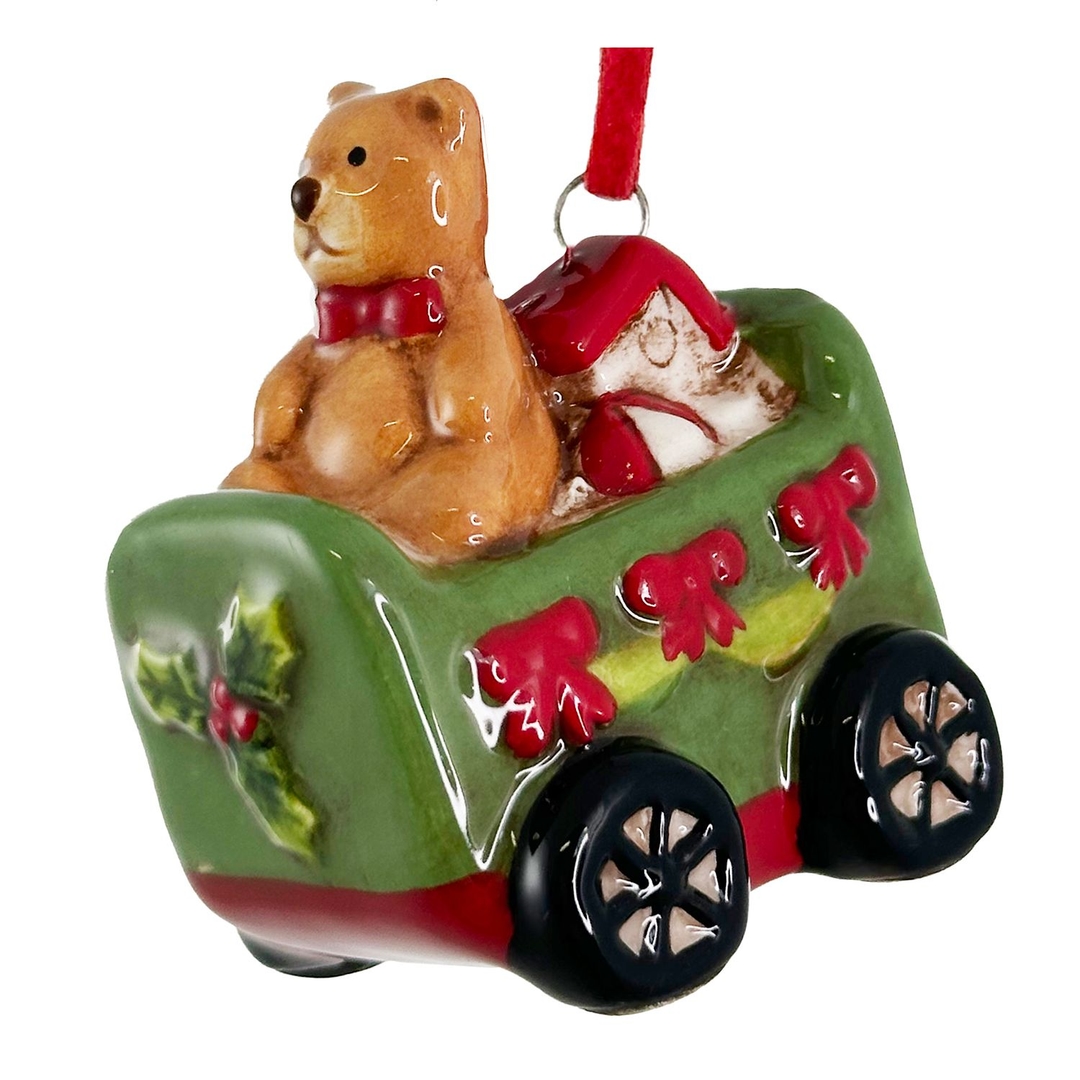 Ёлочная игрушка Мишка в машине Shi-Shi | Фото 1