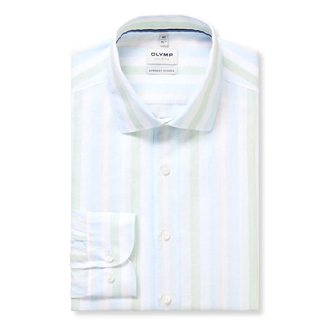 Мужская сорочка из хлопка и льна Olymp Level Five garment washed | Фото 1
