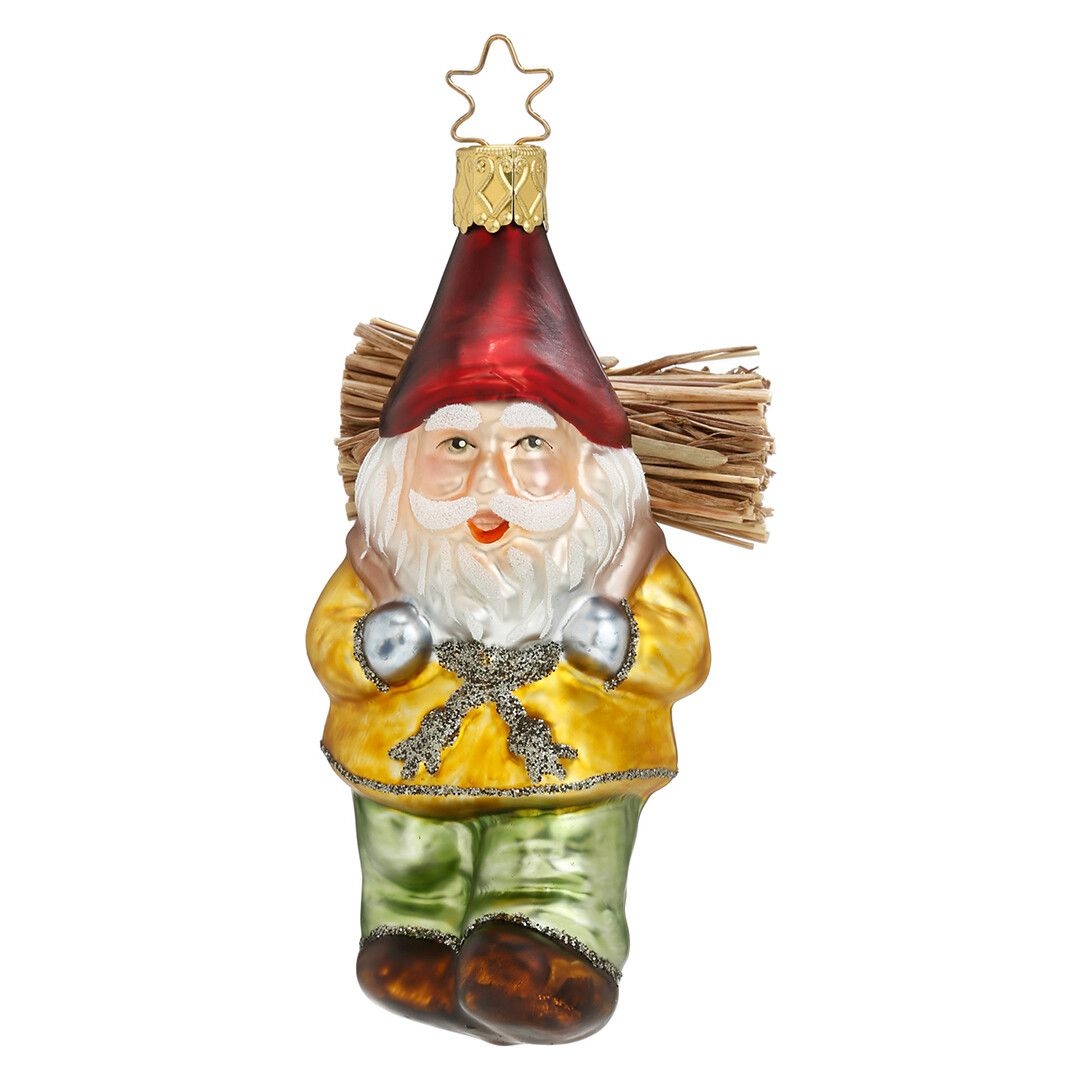 Ёлочная игрушка Гном с хворостом, Inge Glas, 10 см | Фото 1